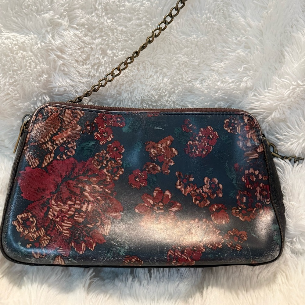 Patricia Nash Red and Black Floral Lanza Tapestry Crossbody Bag
